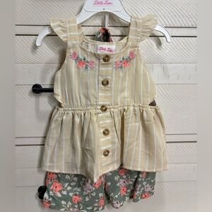 Little Lass | NWT Tan Floral Shorts 3 Piece Set